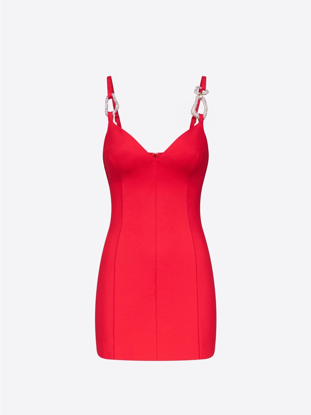 AREA Red Mini Dress with Embellished Straps